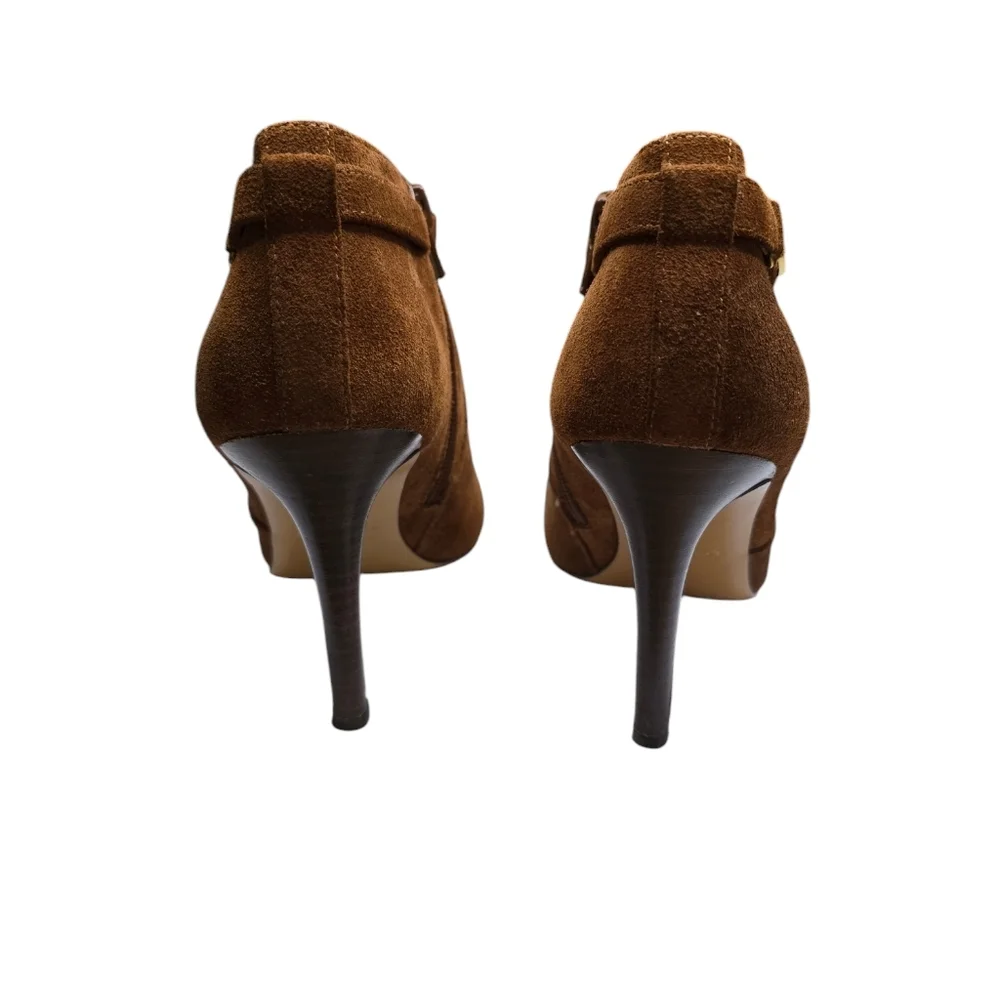 Coach Salene Suede Light Brown Ankle Heel Booties 8.5B - Picture 4 of 9